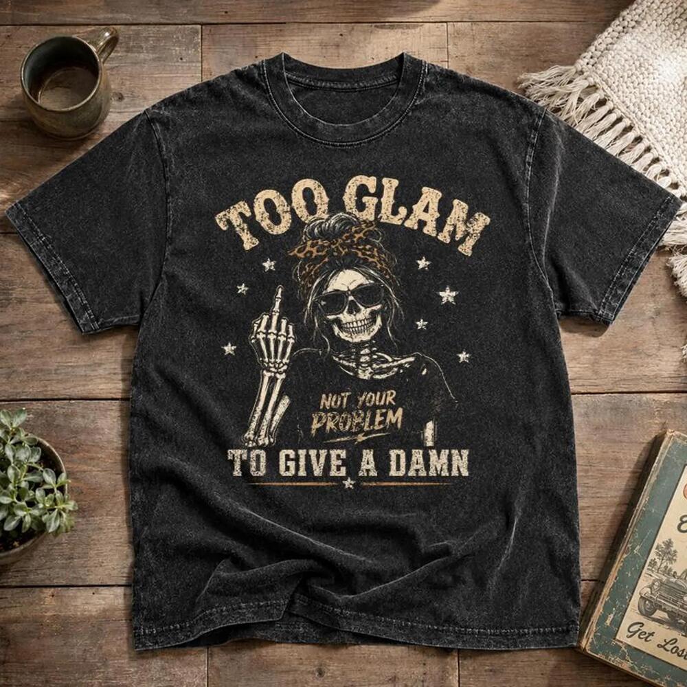 Washed Gothic Skeleton Graphic Tee, Sarcastic Dark Humor Shirt